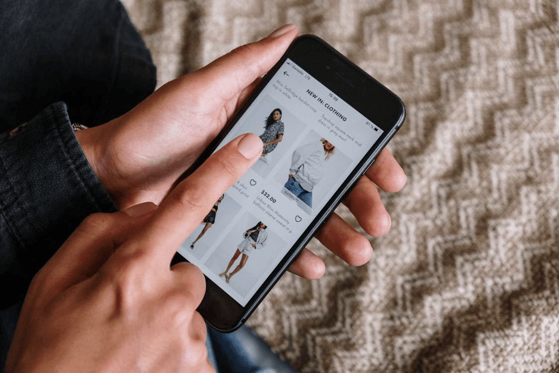 Person shopping on a mobile phone