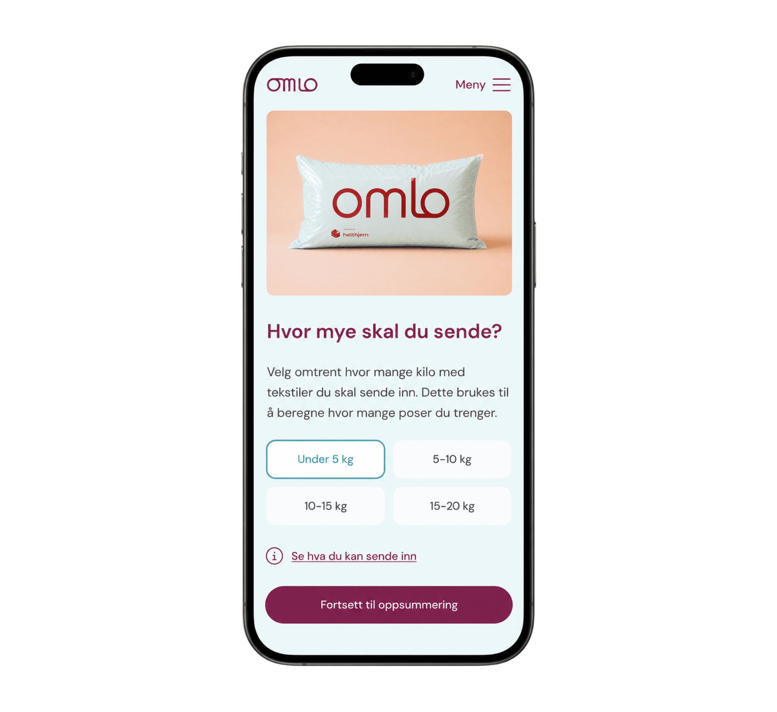 Omlo app for ordering and returning textile bags